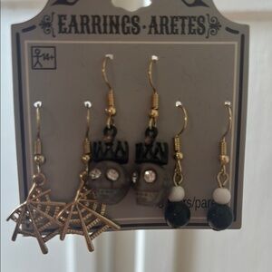 Gold and Black Owl Earrings Set